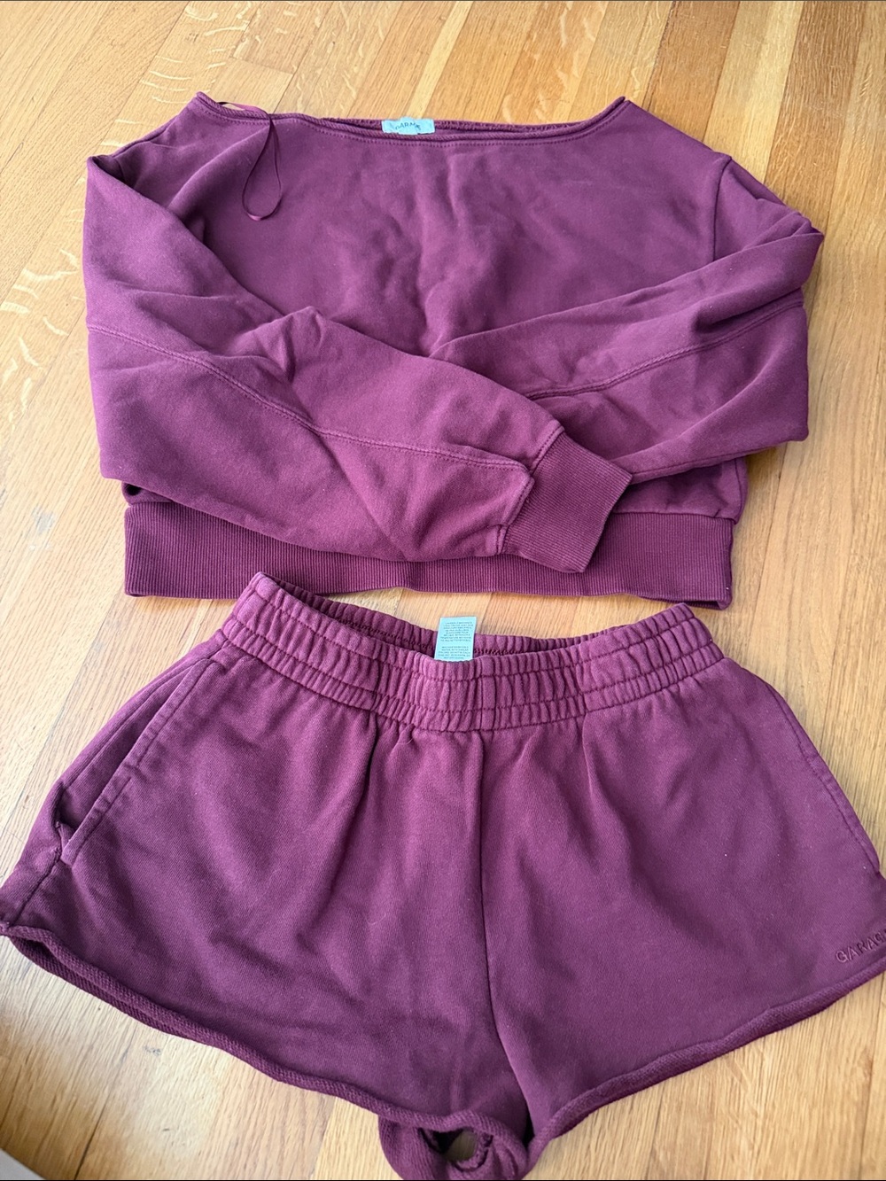 Garage off-shoulder sweats set